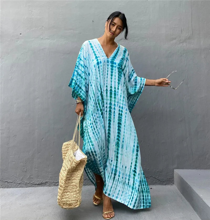 Plus Size Women Beach Coverup Casual Kaftan Swimwear Dress