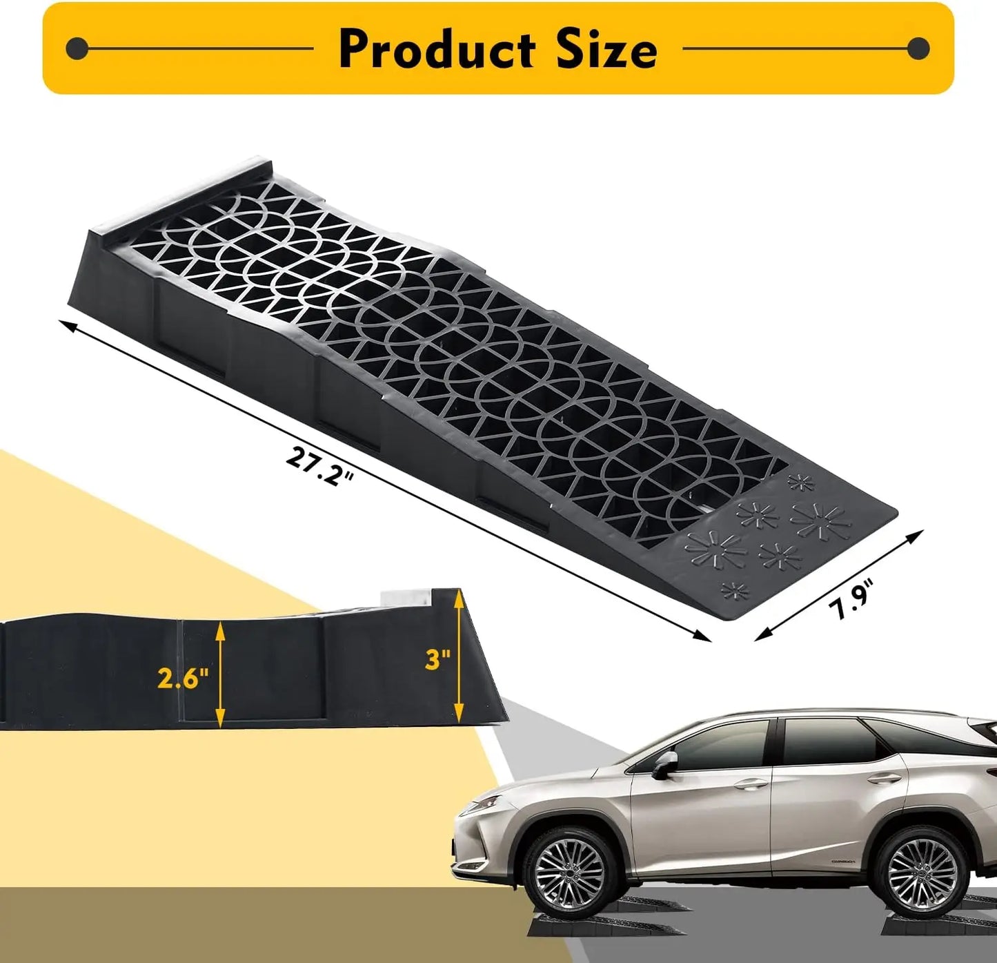Low Profile Plastic Durable Car Service Ramps 3 Ton Pack
