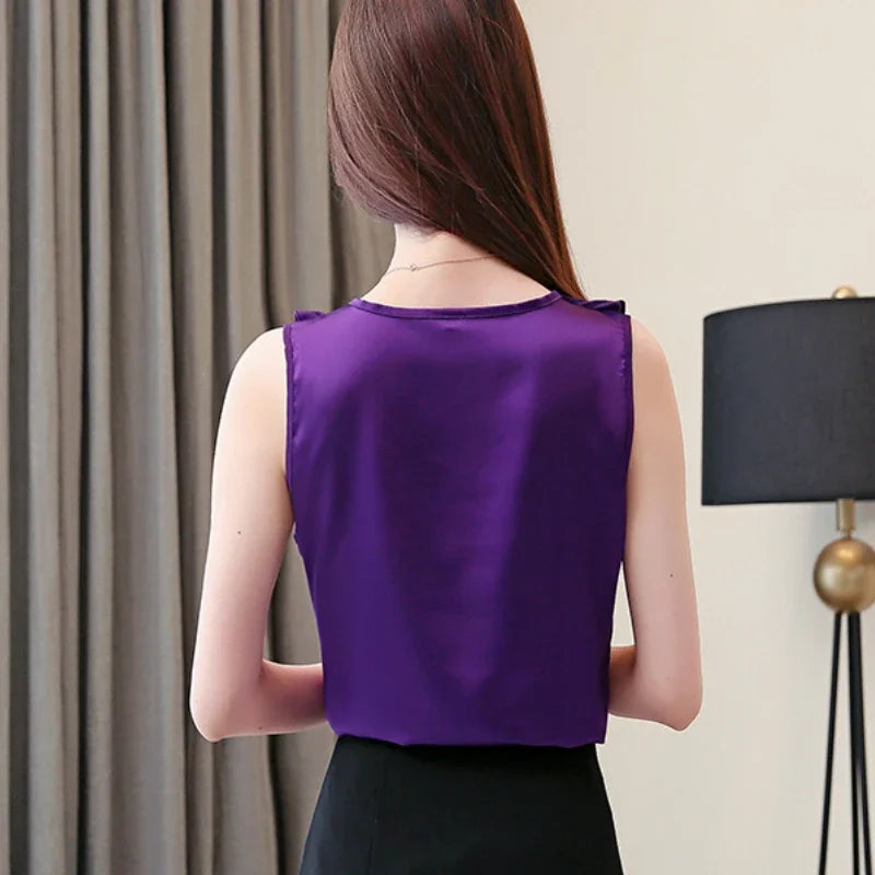 SURWENYUECN Women Chiffon Blouse V Neck Loose Fit Elegant