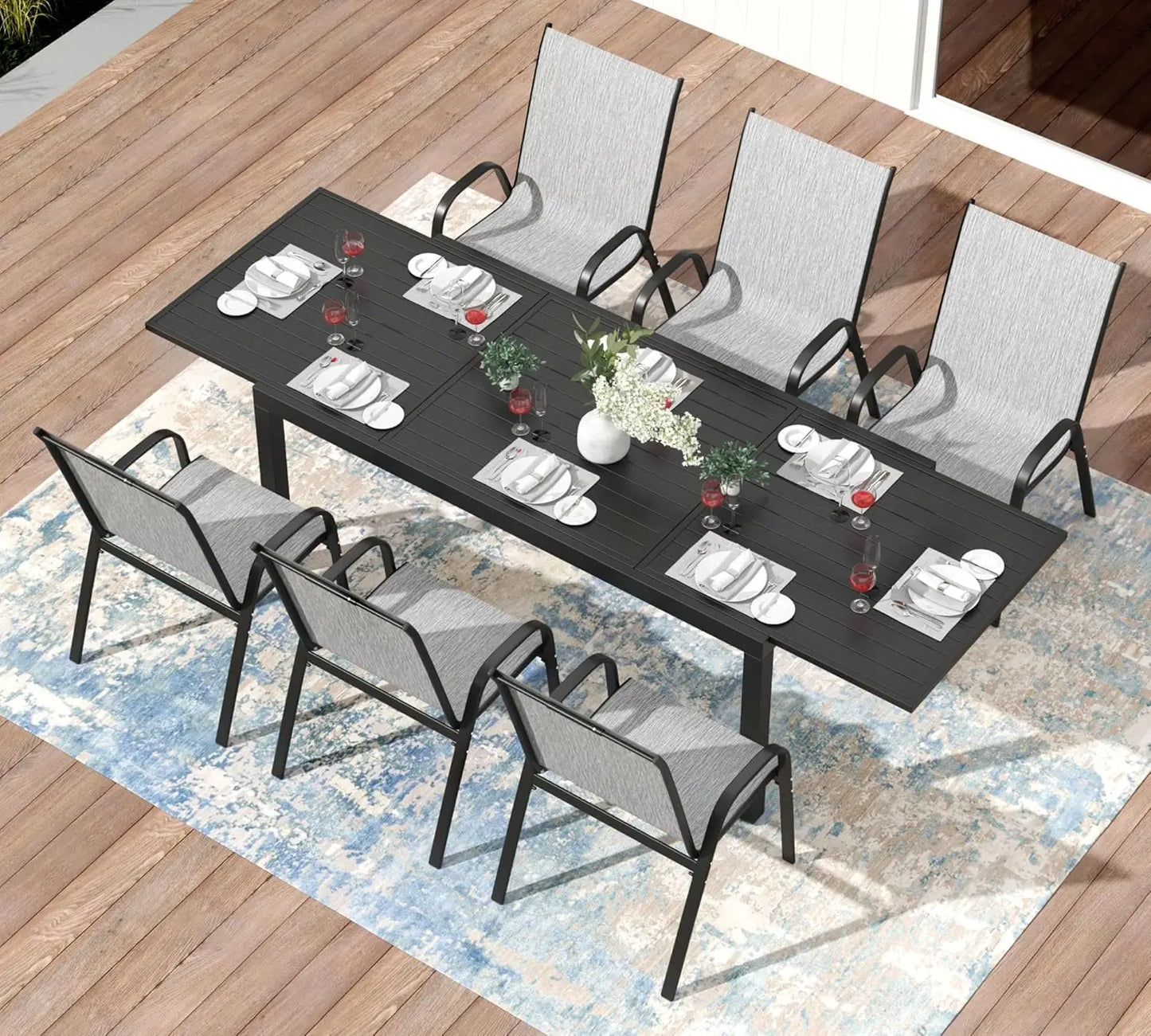 HUANZHUANG Outdoor Dining Set Aluminum Table And Chairs