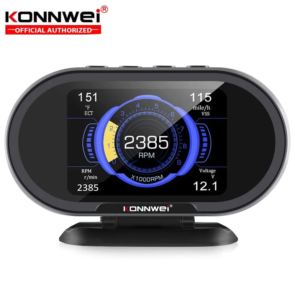 2025 KONNWEI KW206 OBD2 Scanner Car Digital On Board Computer LCD Display Fuel Consumption Water Temperature Gauge Speedometer