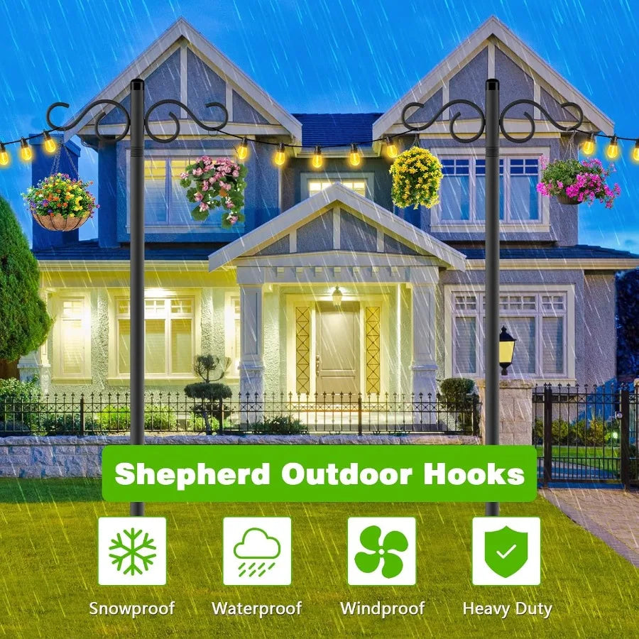 Double Shepherds Hooks for Outdoor Bird Feeders and Decor