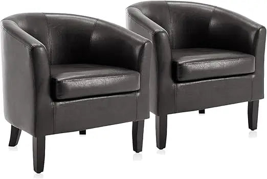 Linen Round Accent Barrel Chairs Set of Two