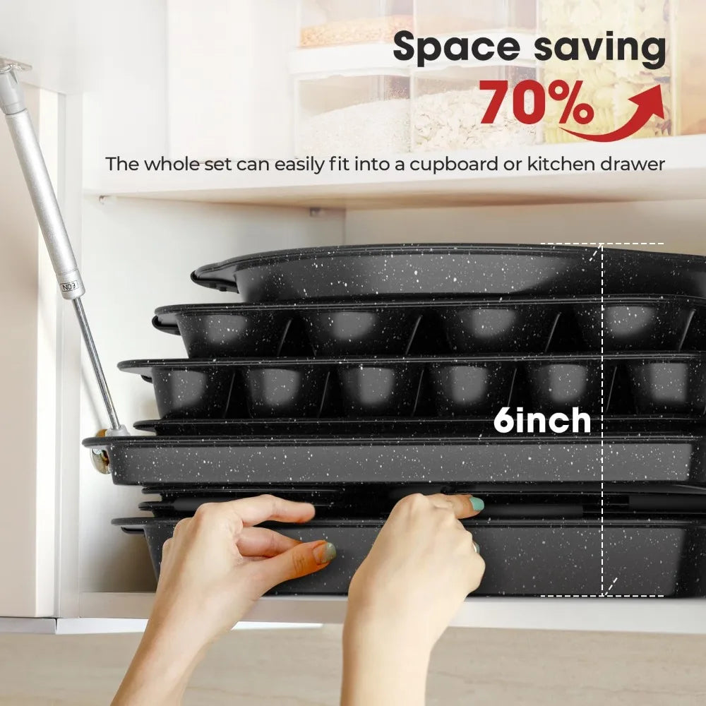 Nonstick 11 Piece Baking Pan Set With Silicone Handles