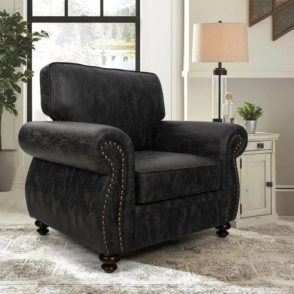 Angduo Mid Century Modern Single Sofa With Rivet Design