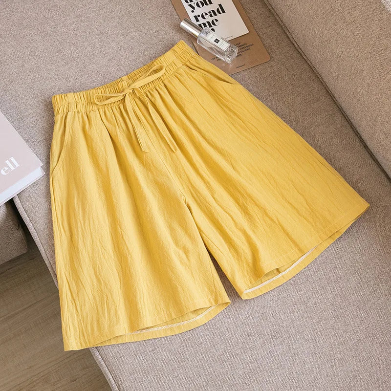Women’s Casual High Waist Cotton Shorts with Pockets