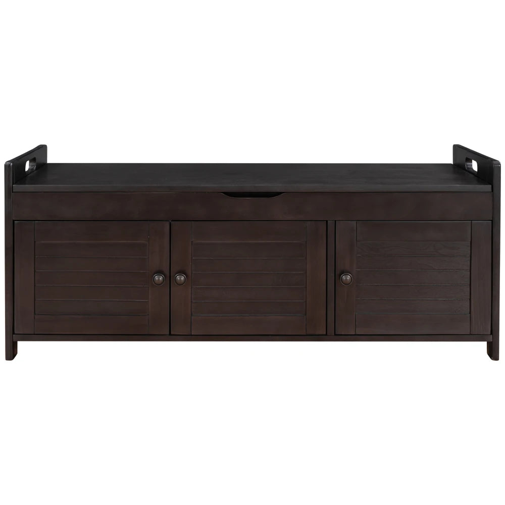 Stylish Storage Bench with Removable Cushion and Hidden Compartments