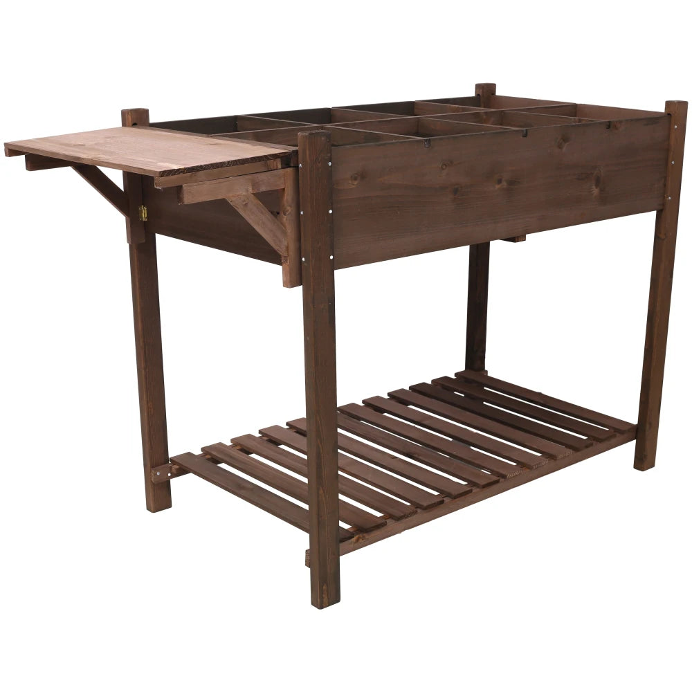 Hign-concerned Raised Garden Bed Wood Planter Stand Shelf
