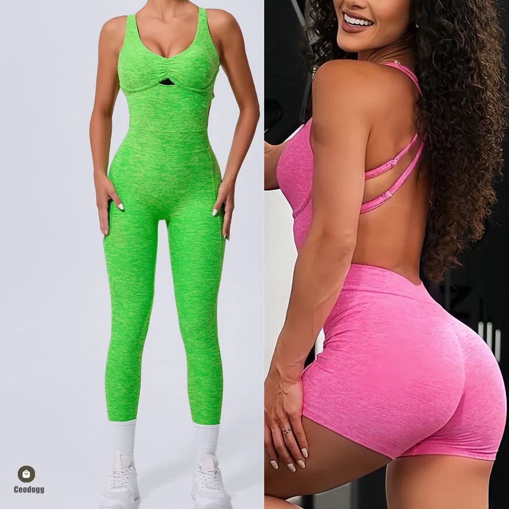 Women Adjustable Yoga Jumpsuit Fitness Workout Active Outfit