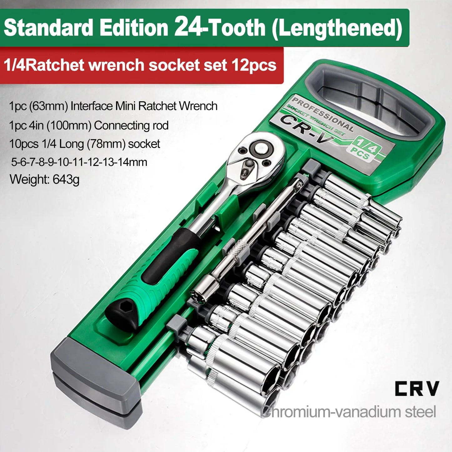 Ratchet Socket Wrench Set With Quick Release Reversible Handle