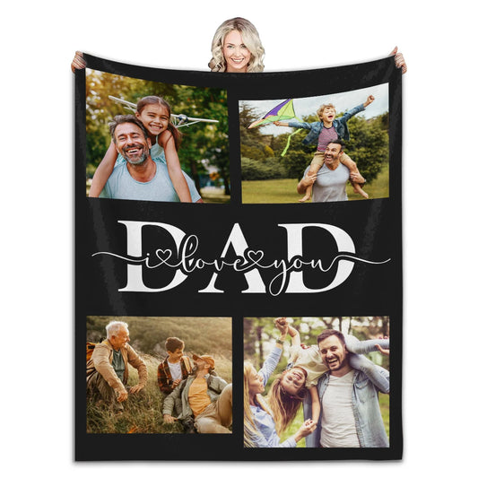 Fathers Day Gifts Custom Blanket With Your Own Photos Personalized Throw Blanket For Dad Birthday Present