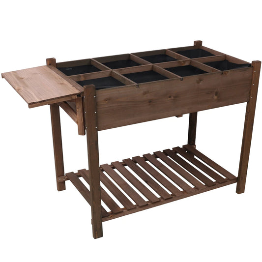 Hign-concerned Raised Garden Bed Wood Planter Stand Shelf