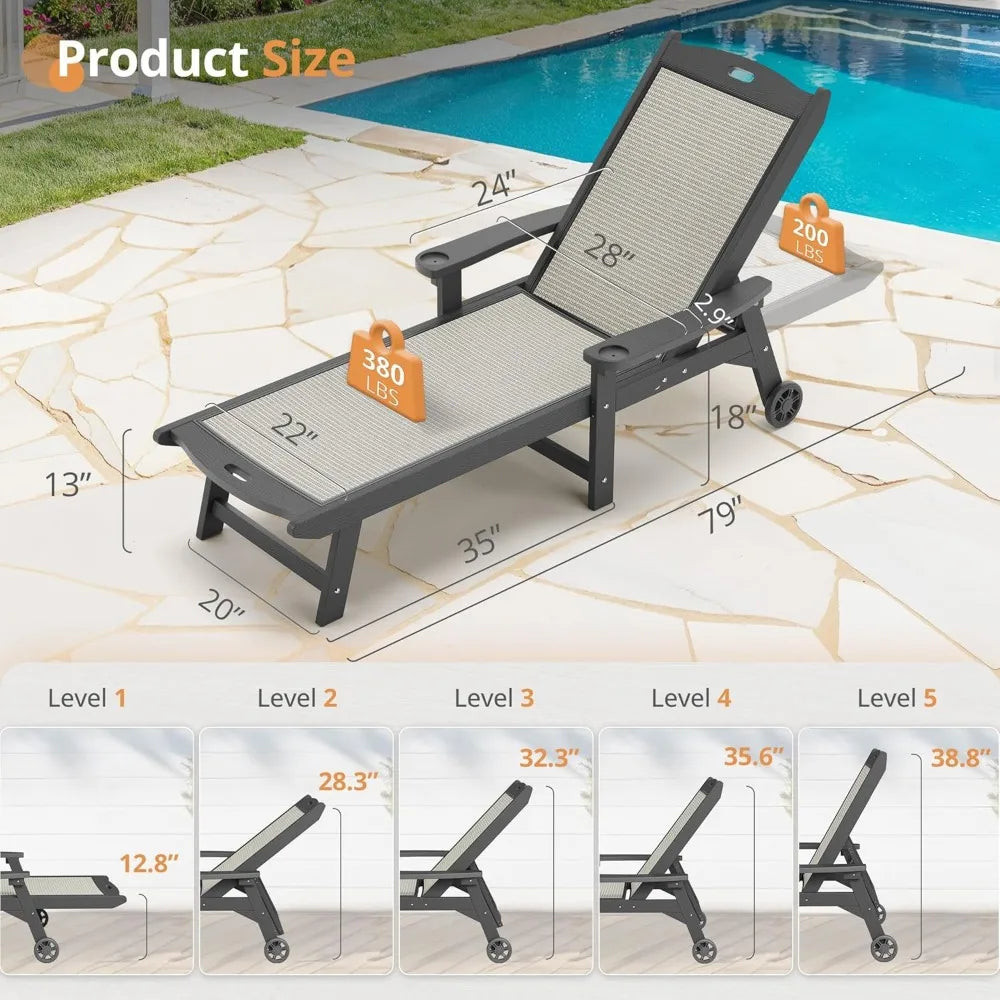 Chaise Lounge Chair HDPS HDPE With Adjustable Backrest