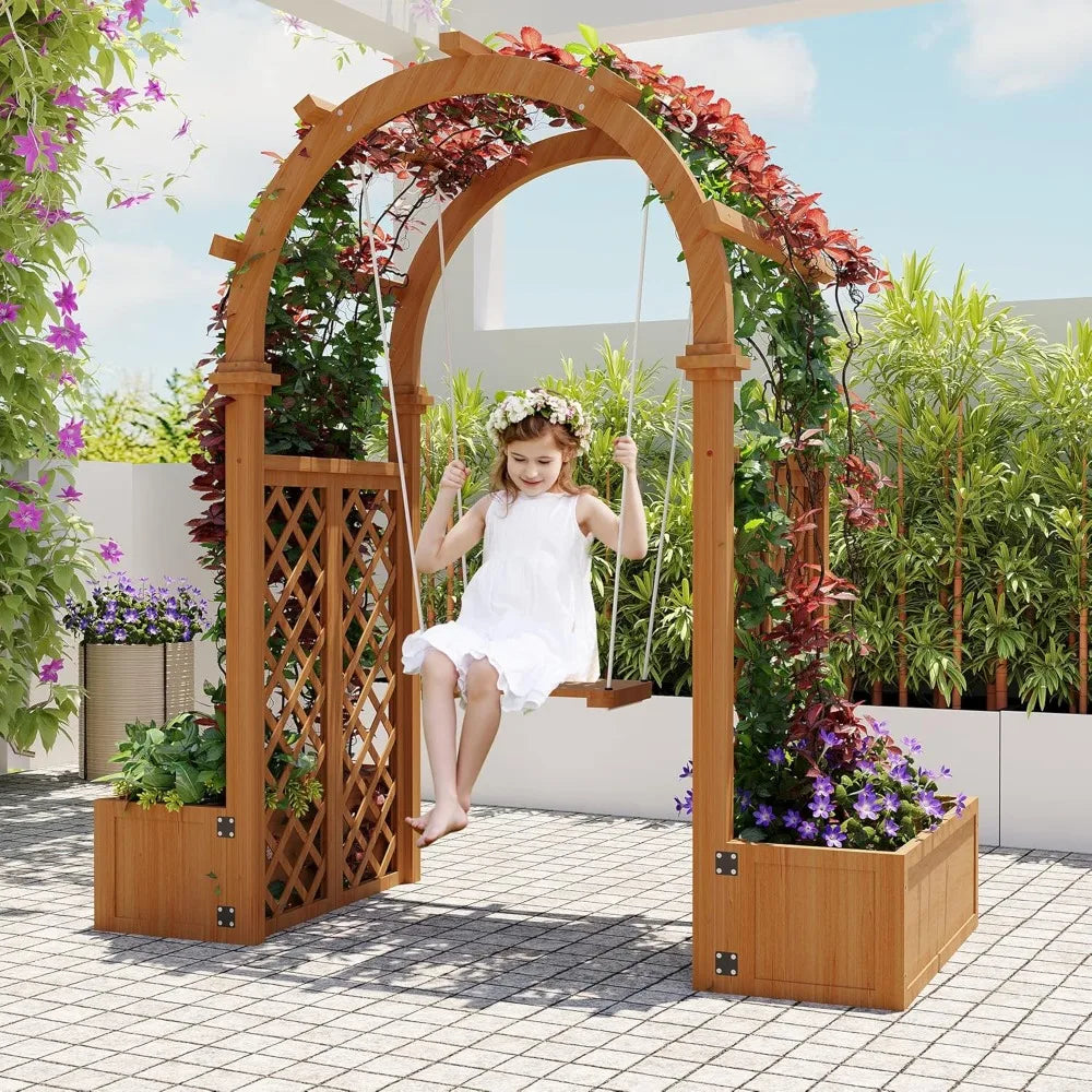 Garden Arbor With Planter Boxes Swing Arch Trellis Pergola