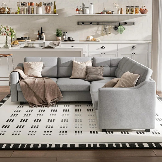 Huanzhuang Luxury Convertible Sectional Sofa Shaped 5 Seat