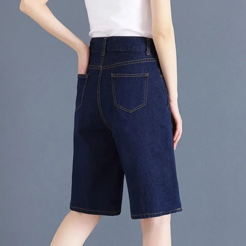 High Waist Wide Leg Denim Pants for Women's Vintage Style