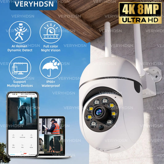 8MP Wireless Security Camera PTZ Wifi Outdoor with 4X Zoom AI Human Tracking Two Way Audio HD Night Vision