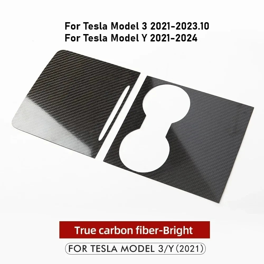 Carbon Fiber Center Console Cover For Tesla Model 3 Y