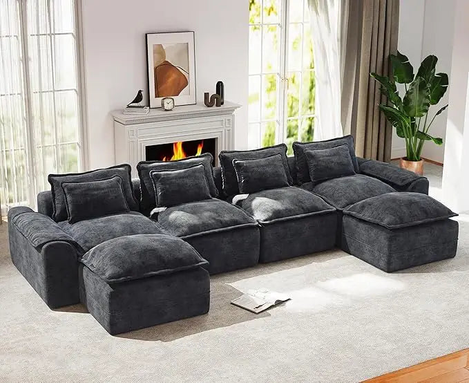 HUANZHUANG Cloudlike ModularConfigurable USShaped Sectional Sofa With Seamless Removable Covers