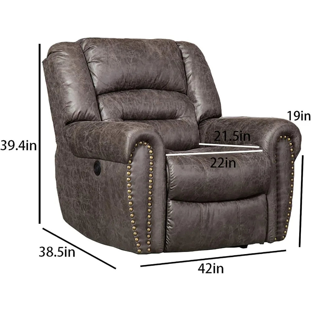 Electric Recliner Chair With USB Port Bonded Leather