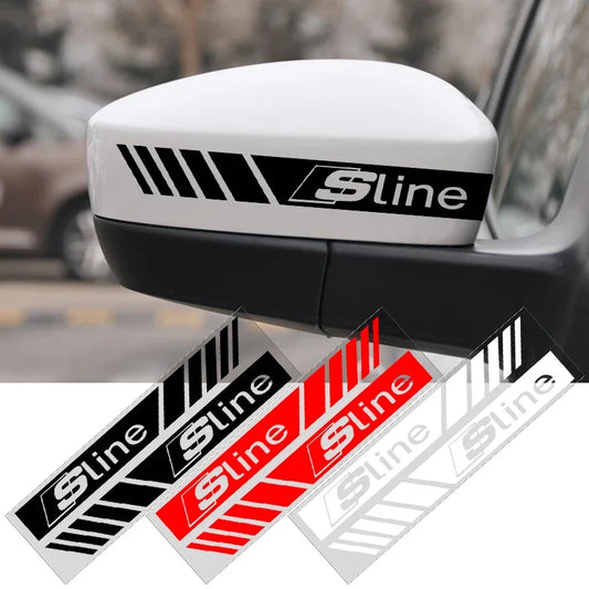 2PCS Car Rearview Mirror Stickers Vinyl Film Decals for Audi B6 B7 B8 B9 A3 8P 8V A4 A6 C6 C5 Q2 Q3 Q5 Q7 Q8 TT TTS Q2L