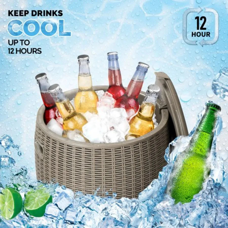 Portable Ice Cooler Side Table with Built-In Handle