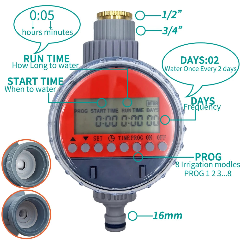 Oasis Ball Valve Irrigation Timer Automatic LCD Watering Electronic Water Tank Controller for Home Garden Greenhouse