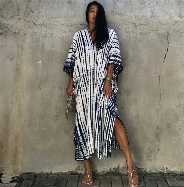 Plus Size Women Beach Coverup Casual Kaftan Swimwear Dress