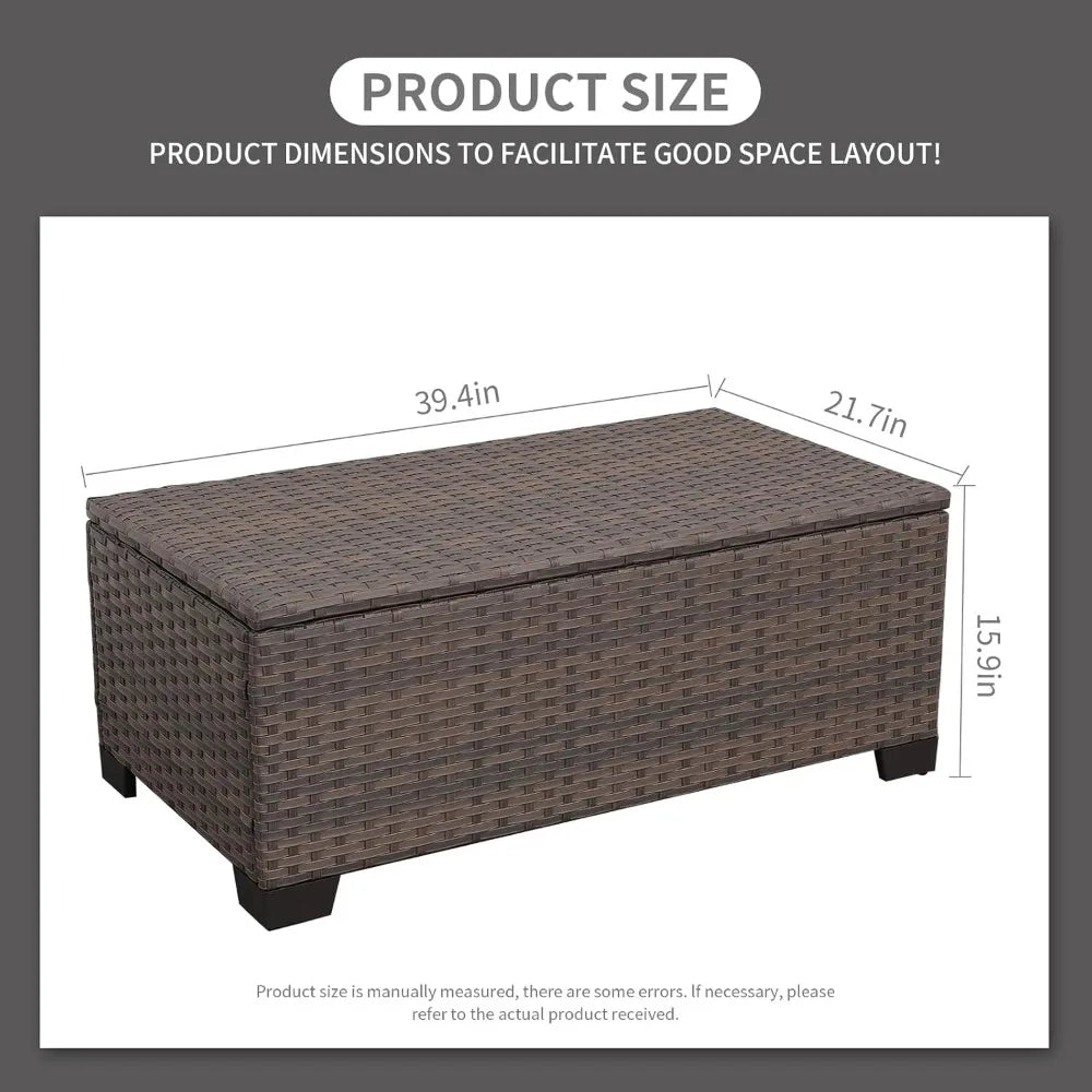 Outdoor Patio Storage Coffee Table With Wicker Design