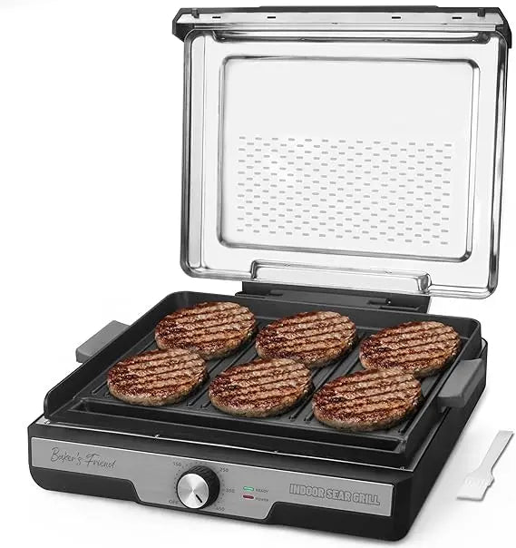 Baker's Friend Smokeless Indoor Grill With RemovablePlates PortableElectricGrillSystem