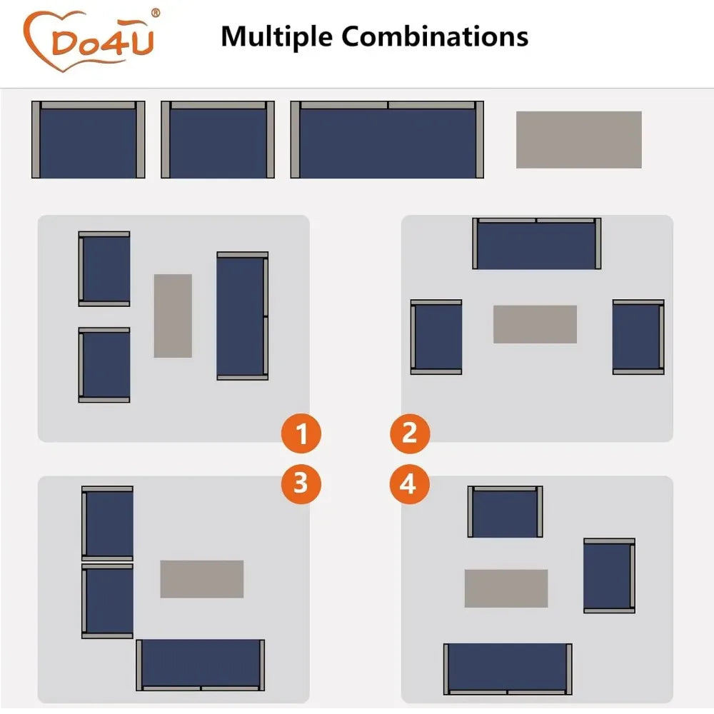 3 4 5 Pieces Patio Furniture Sets Outdoor Sectional Wicker Set Outdoor Conversation Set Patio Loveseats with Coffee Table