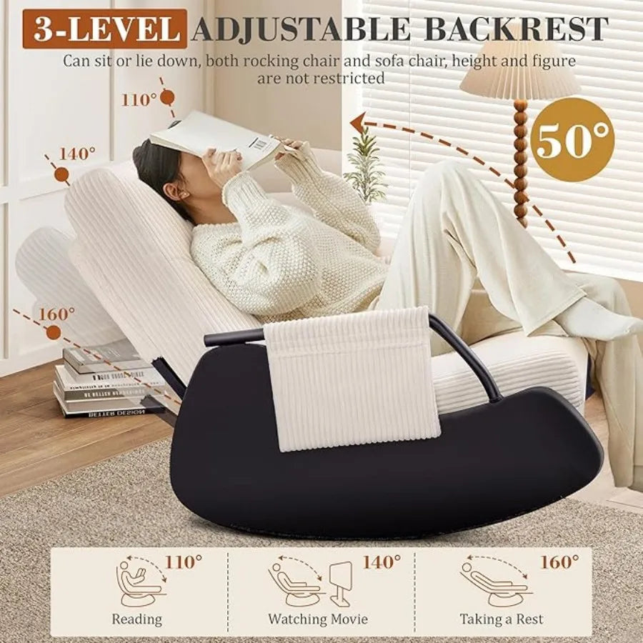Modern Fabric Rocking Chair For Living Room Balcony Outdoor