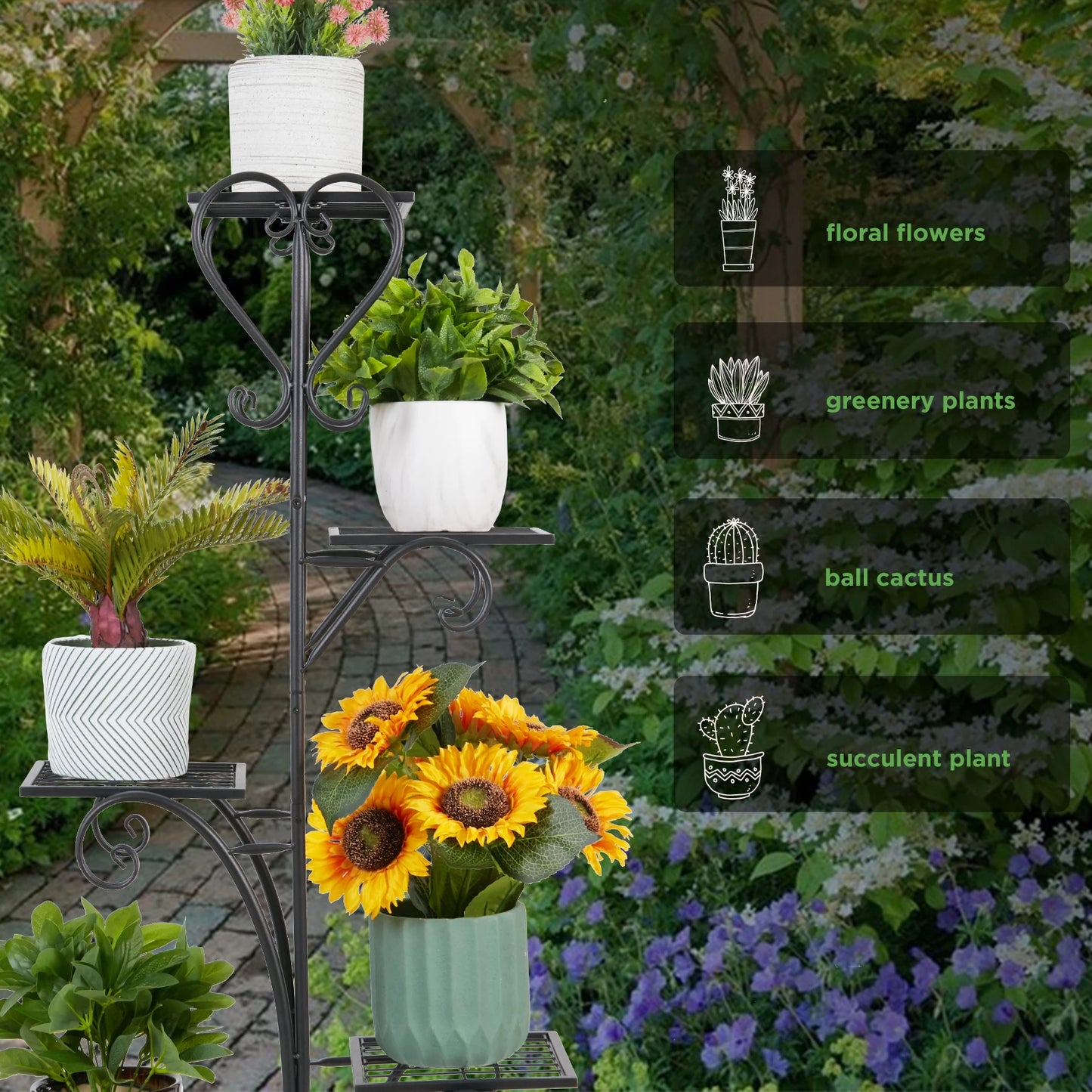 Wisfor Metal Plant Stand Rack 5 Tier Garden Pots Display
