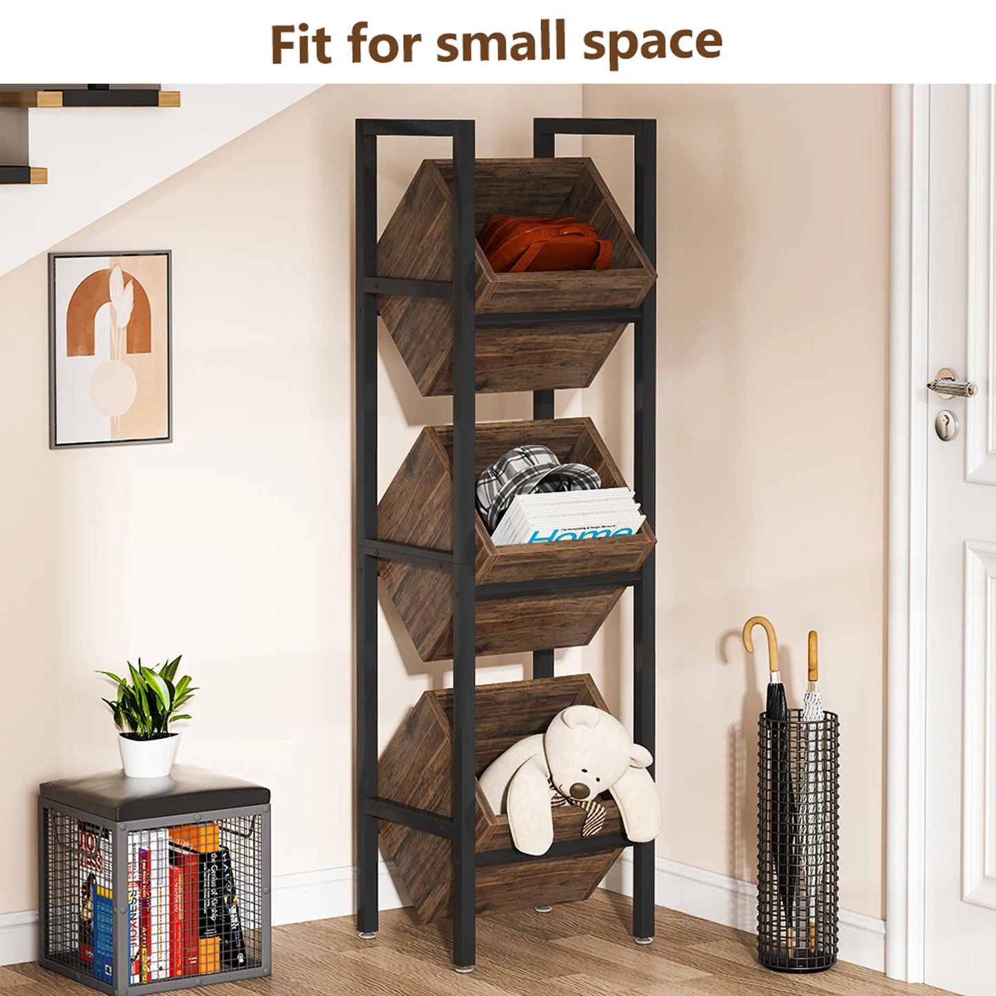 Tribesigns Freestanding Wood Wine Rack 3 Tier Display Shelf