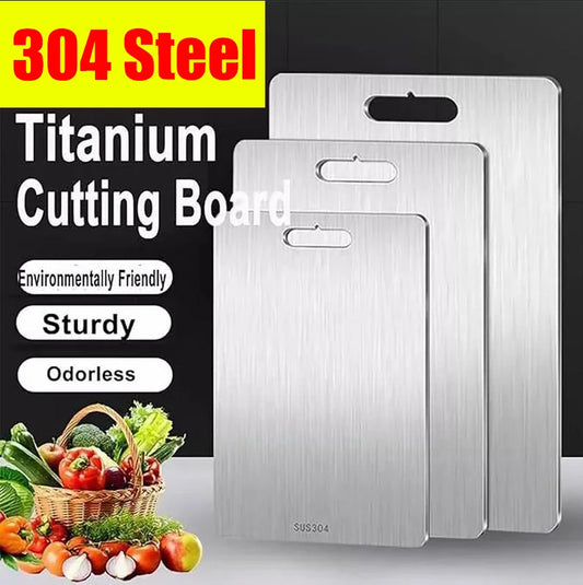 Titanium Cutting Boards for Kitchen Stainless Steel 304 Double Sided Food Grade Portable Fruit and Meat Chopping Board