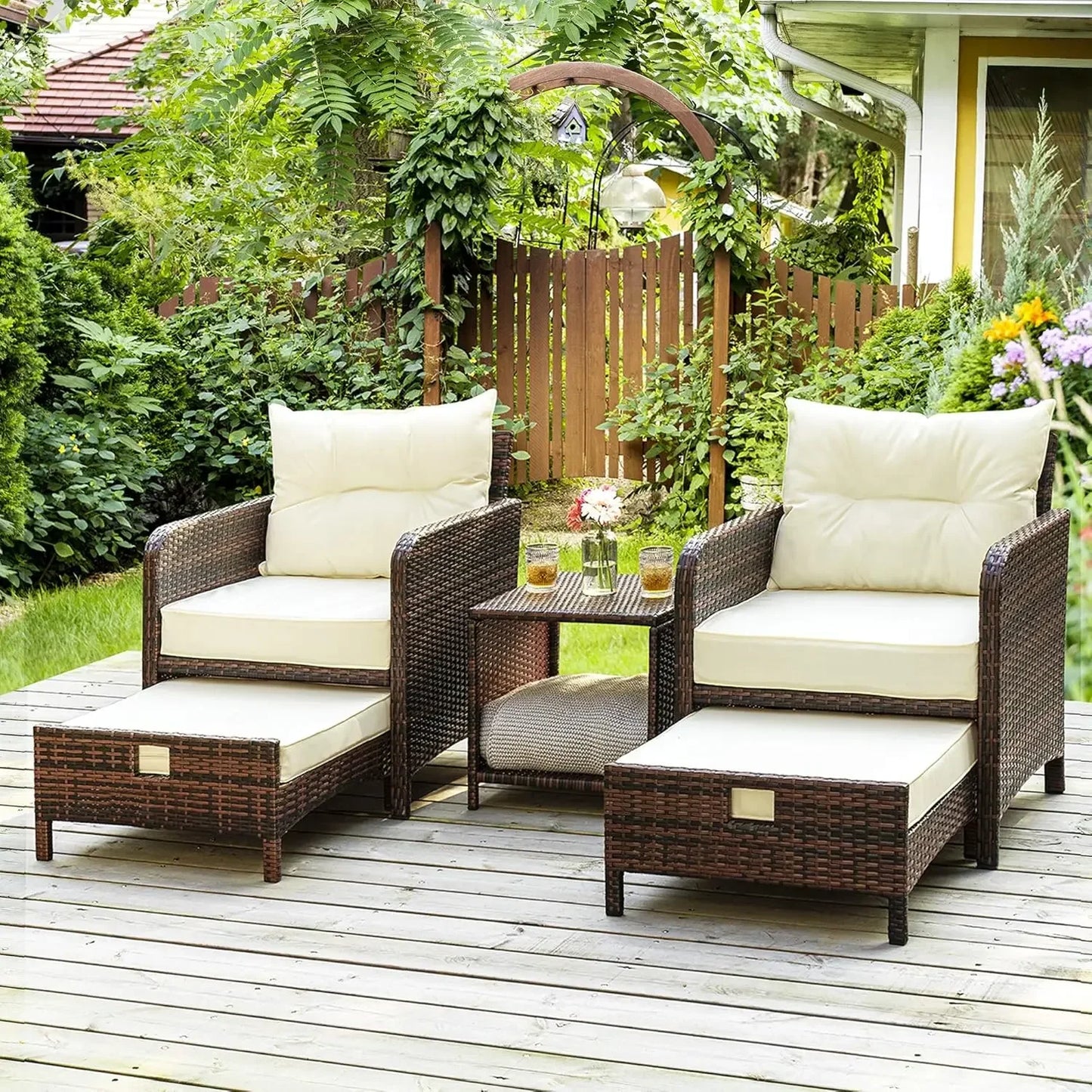 Wicker Outdoor Patio Furniture Set With Conversation Chairs And Coffee Table
