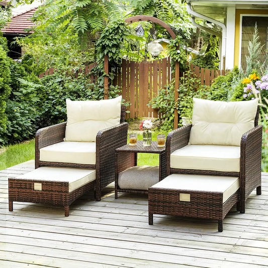 Wicker Outdoor Patio Furniture Set With Conversation Chairs And Coffee Table