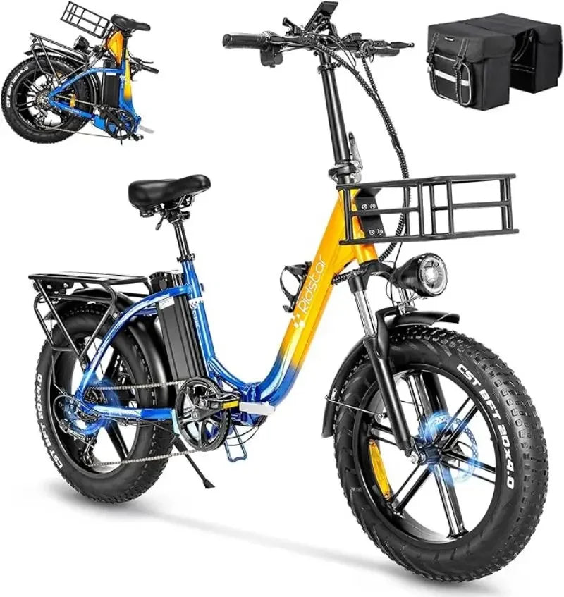 Folded Electric Bike 1000W Fat Tire Rear Seat Front Basket