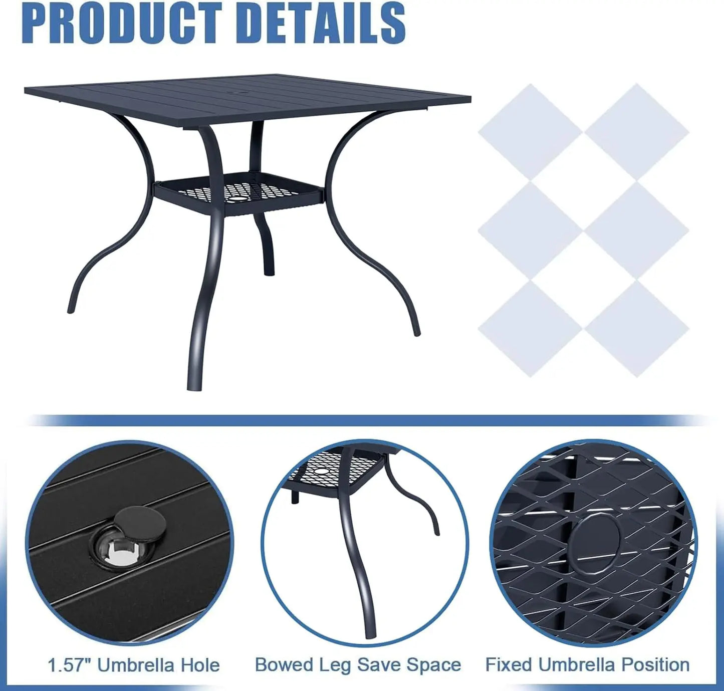 Modern 5 Piece Metal Outdoor Patio Dining Set With Umbrella