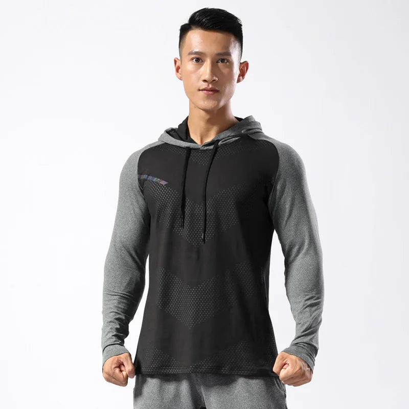WIROFKERCN Men Long Sleeve Sports Hoodie Training Jacket