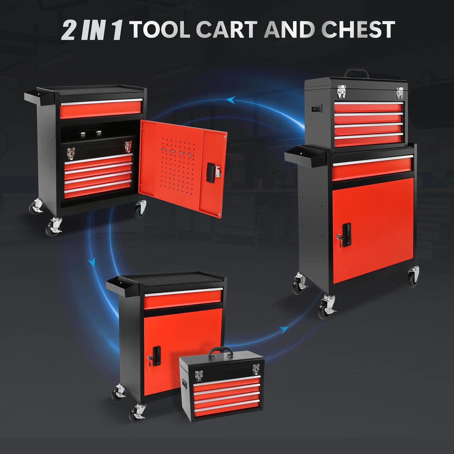 5-Drawer Rolling Tool Storage Cabinet With Locking Mechanism