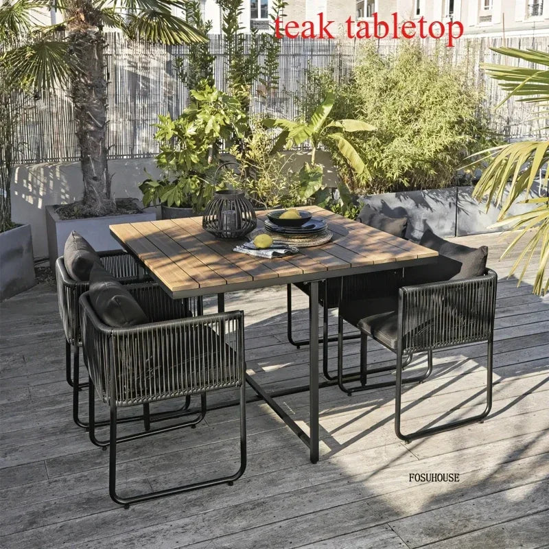 Outdoor PE Rattan Table and Chair Set Garden Furniture for Balcony Courtyard and Villa