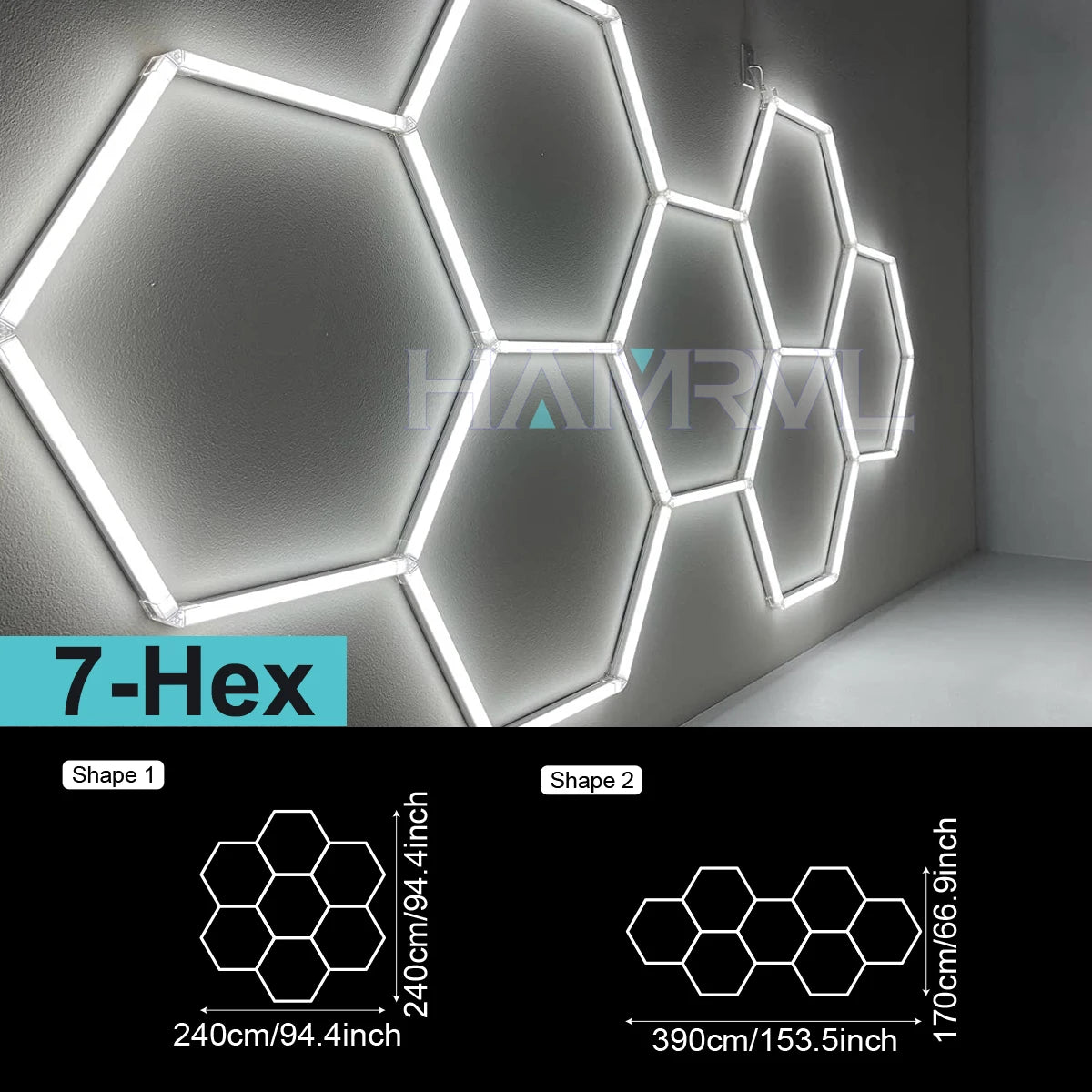 Garage Lights Hexagon Lamp 110-240V LED Tube Honeycomb Ceiling Lighting for Workshop Car Showroom Auto Body Repair Gym
