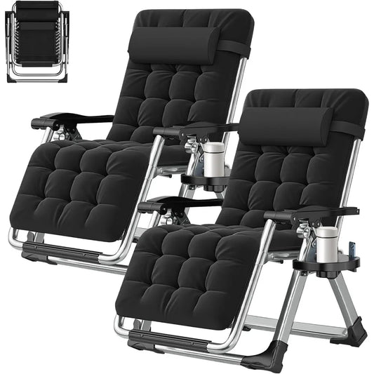 Zero Gravity Outdoor Lounge Chair Pair With Cushions