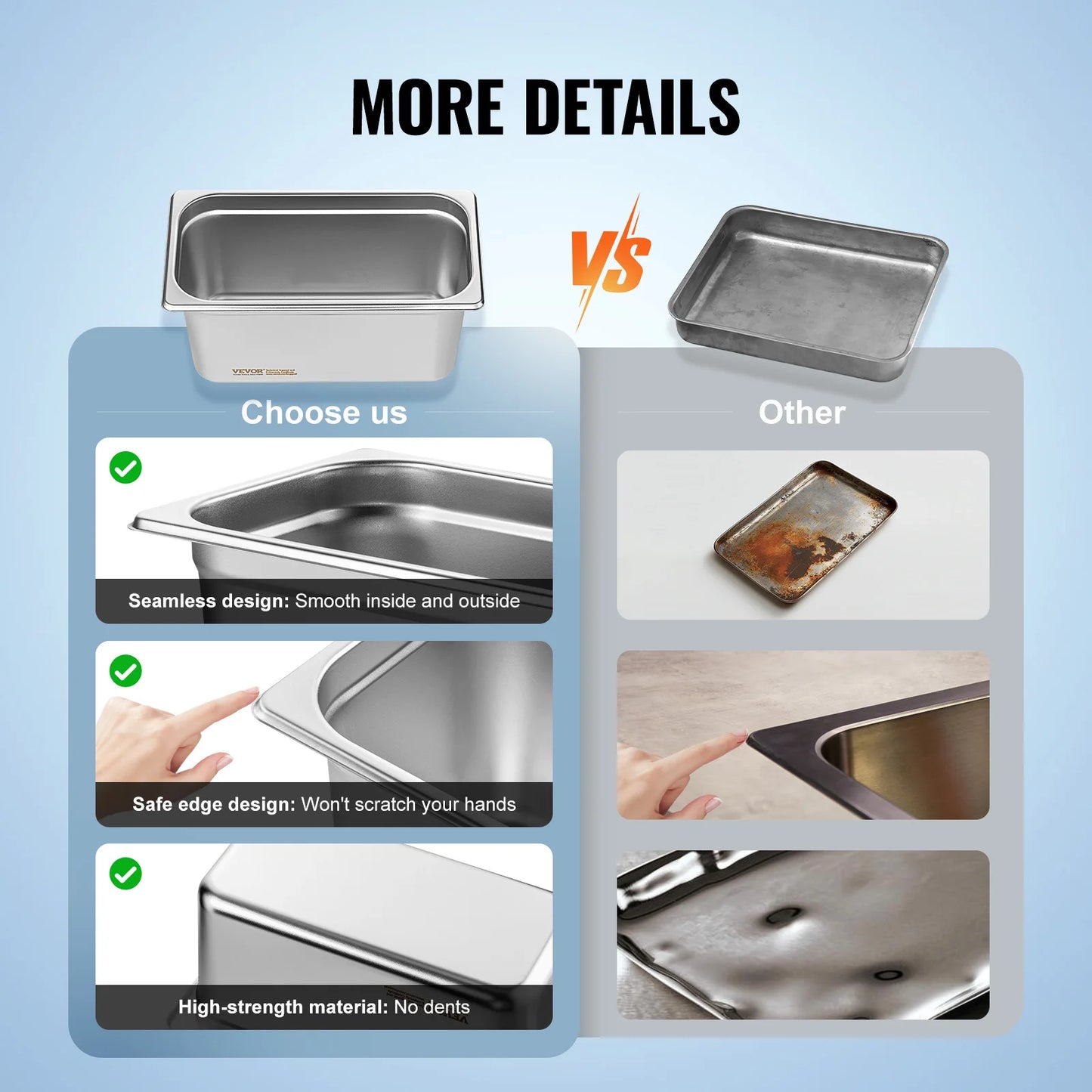 SucceBuy 8 Pack Buffet Chafing Dishes 5.93L Gastronorm Pans