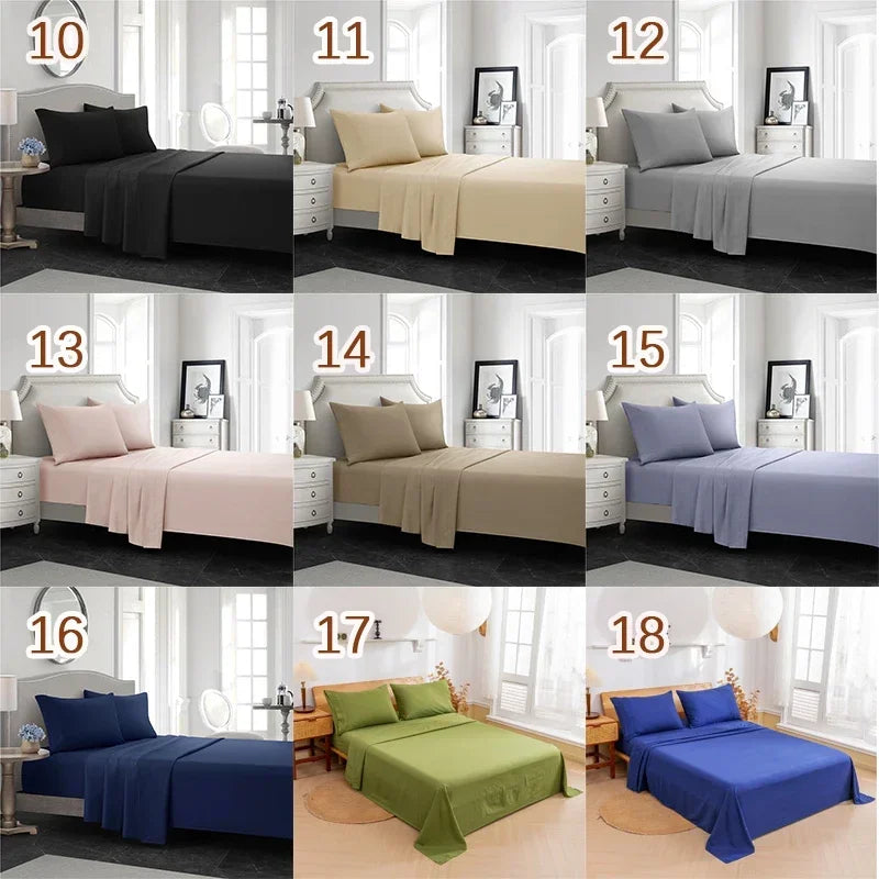 Solid Color Soft Brushed Bedding Set with Pillowcases