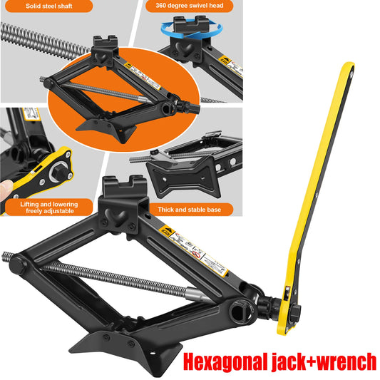 DayPlus 2 Ton Scissor Jack For Cars With Ratchet Lift