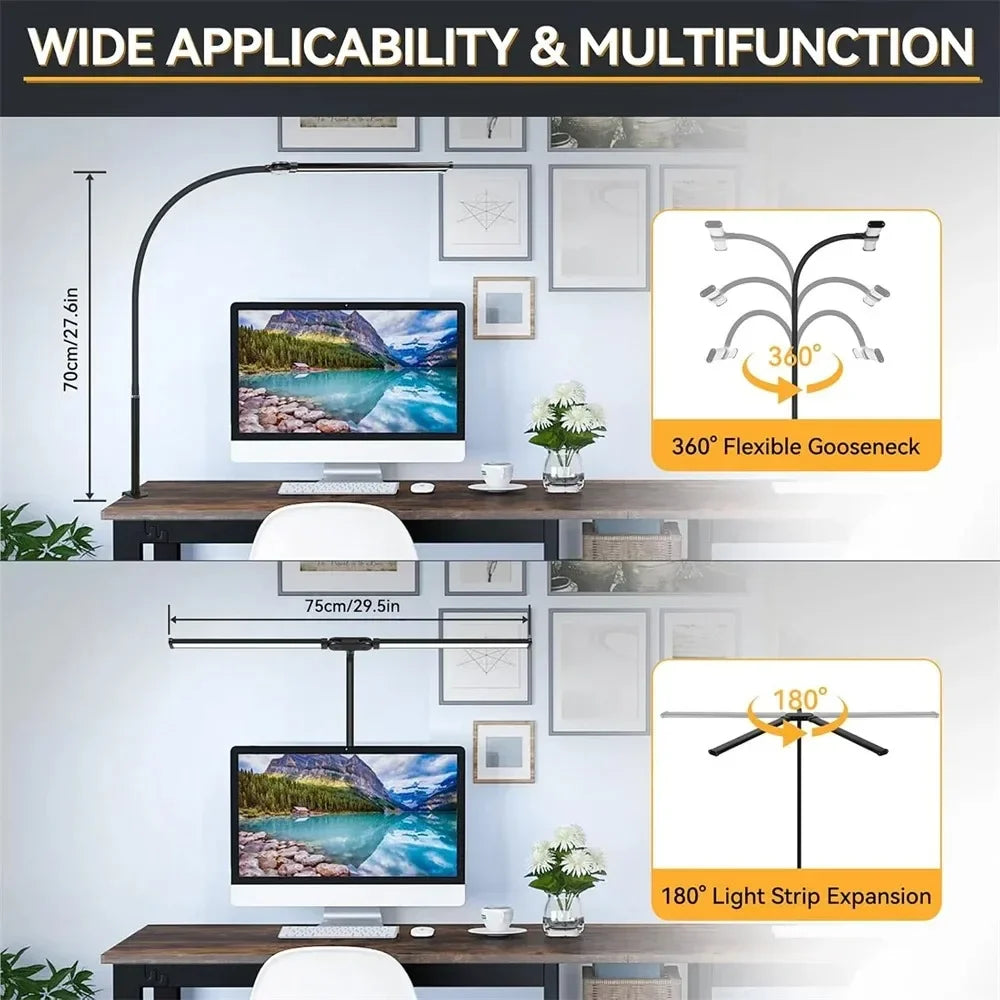 LED Desk Lamp with Clamp for Home Office and Reading