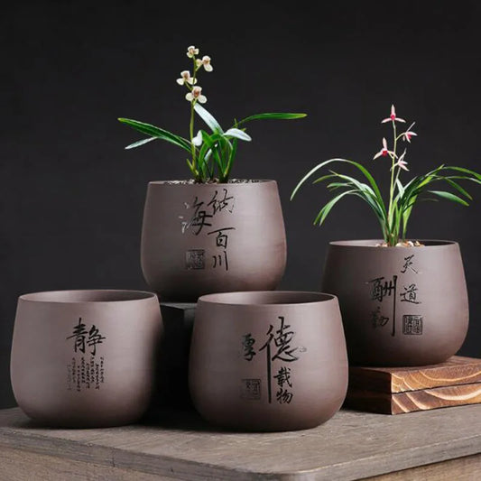 Ceramic Flower Pot For Orchid Bonsai Vase With Drain Hole