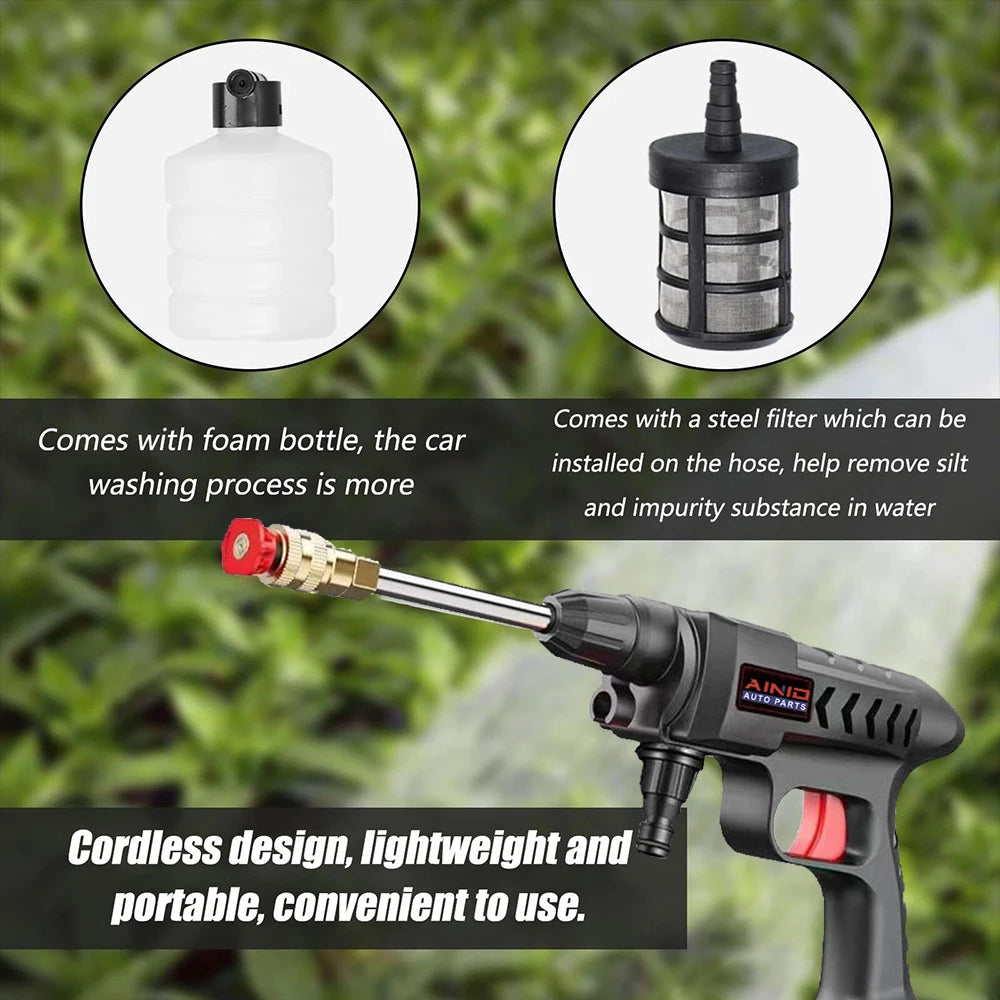 Wireless High Pressure Car Wash Water Gun for Efficient Cleaning